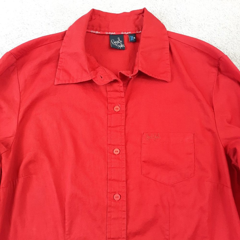 Cruel Girl Red Cotton Long Sleeve Button Down Top_4